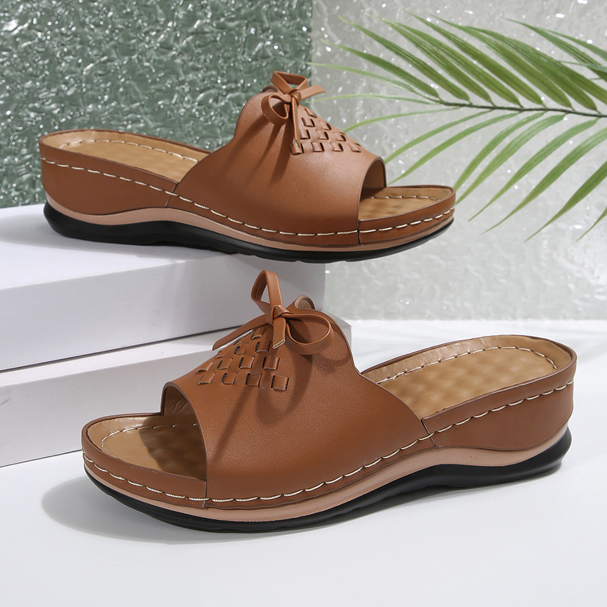 New Orthopedic Bow Wedge-heeled Platform Slippers
