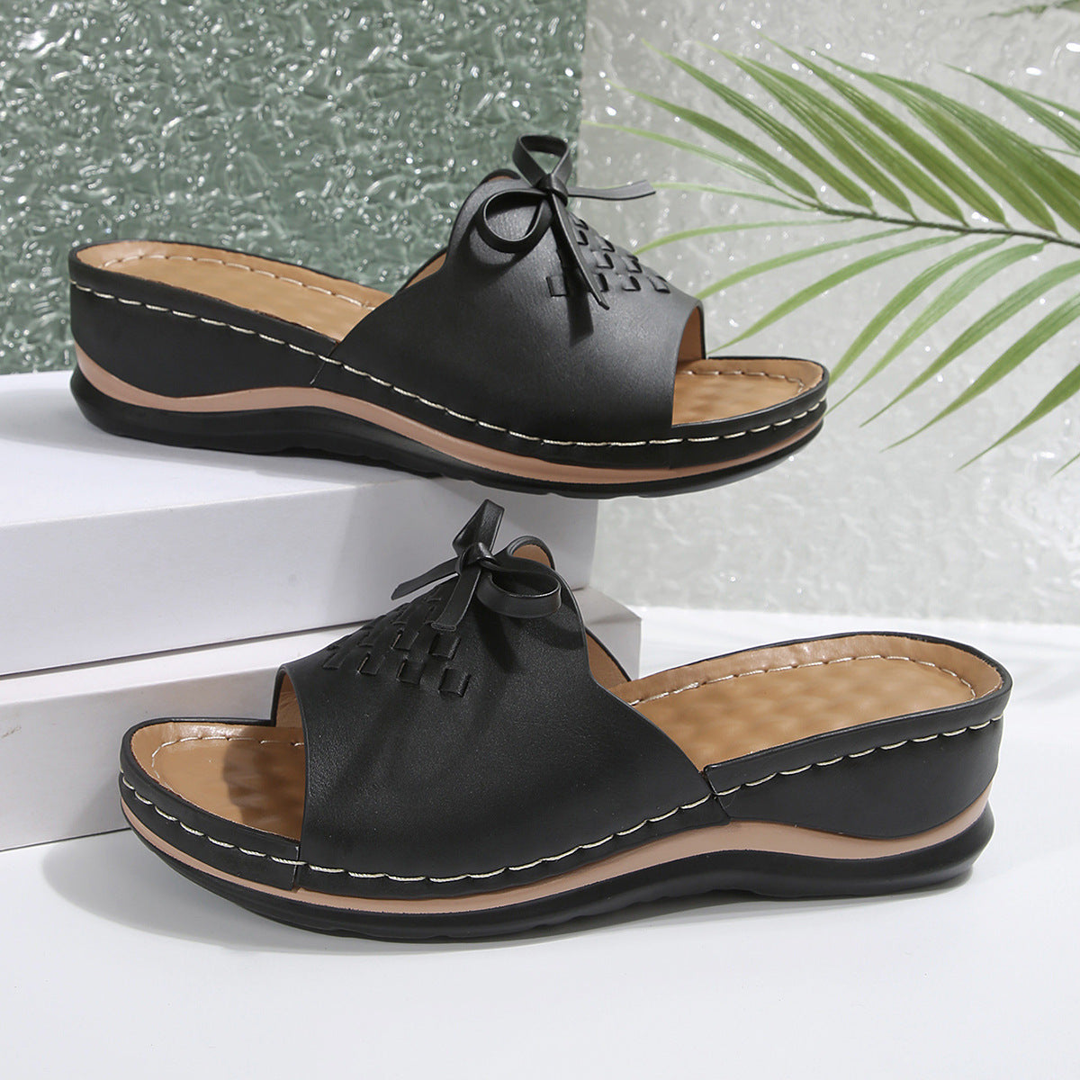 New Orthopedic Bow Wedge-heeled Platform Slippers