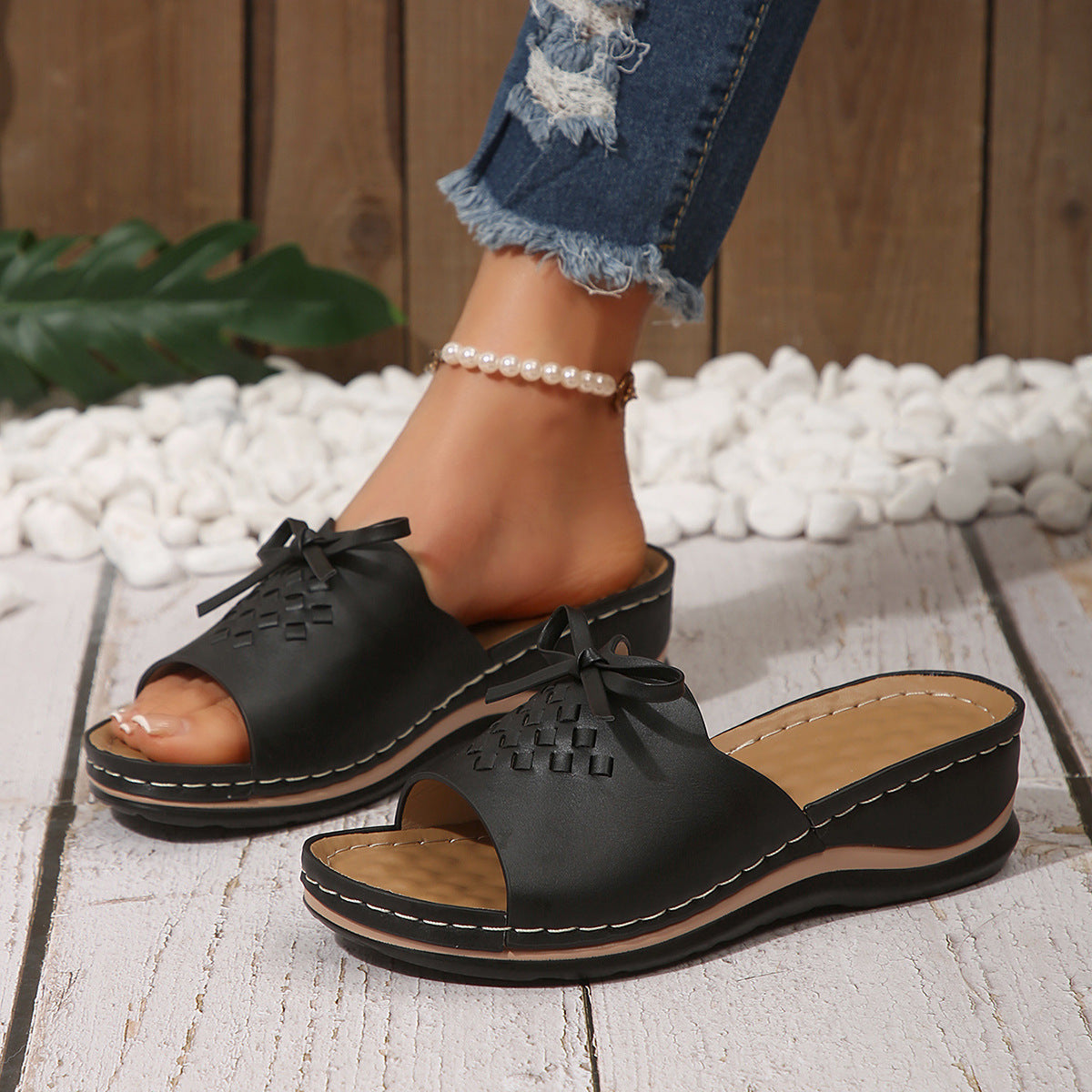 New Orthopedic Bow Wedge-heeled Platform Slippers