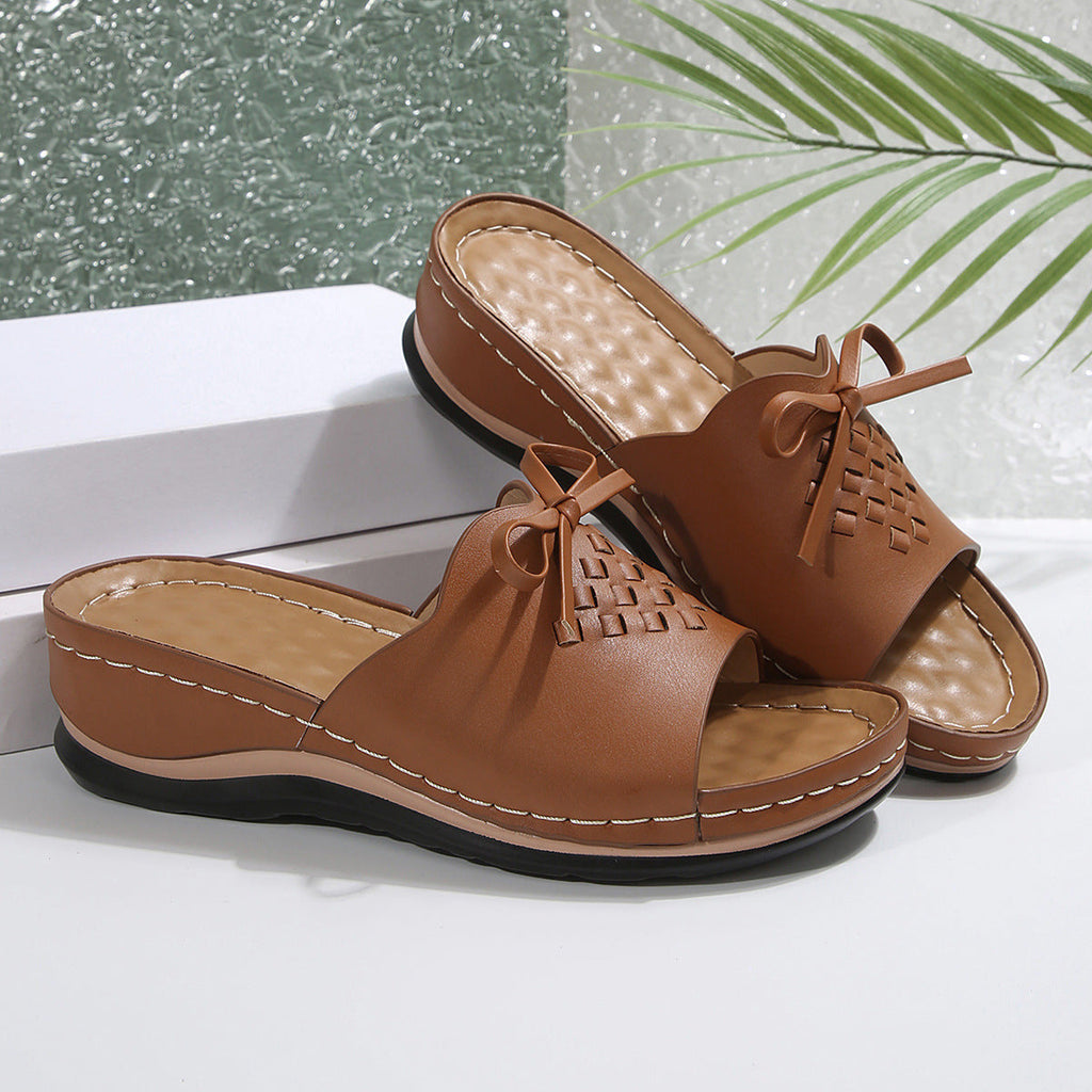 New Orthopedic Bow Wedge-heeled Platform Slippers