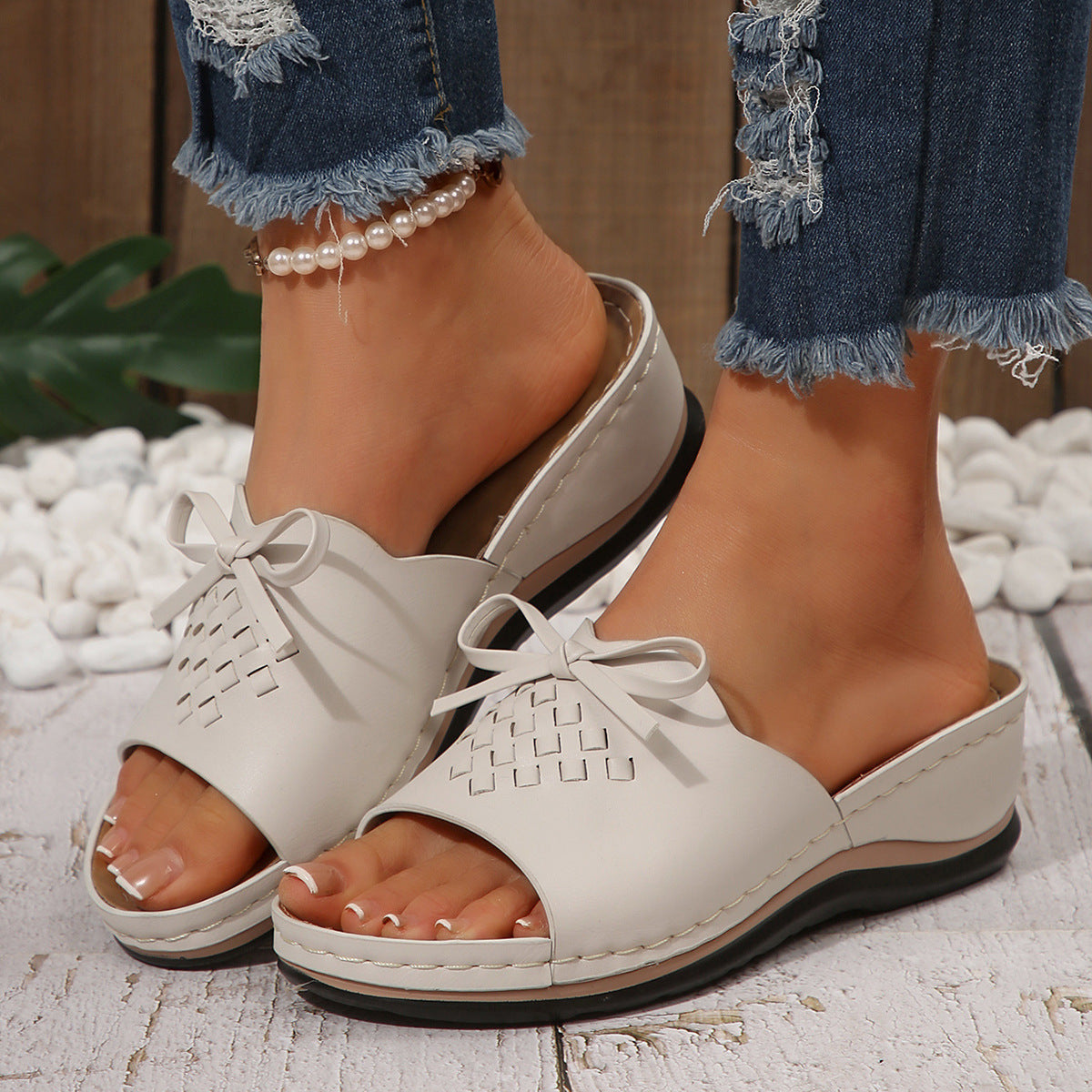 New Orthopedic Bow Wedge-heeled Platform Slippers
