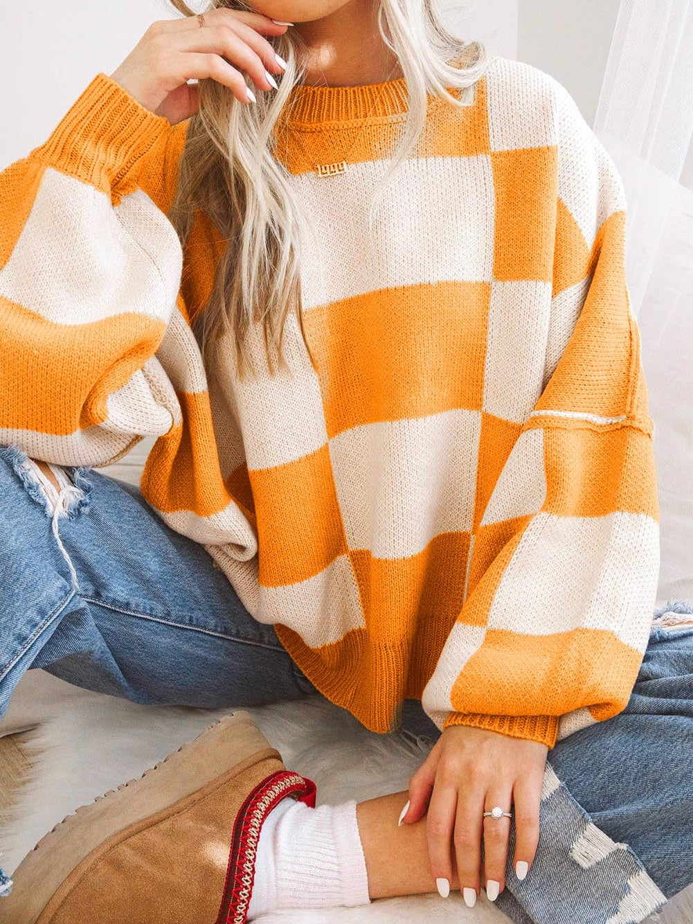 Women's Oversized Checkered Sweater (Buy 2 Free Shipping)