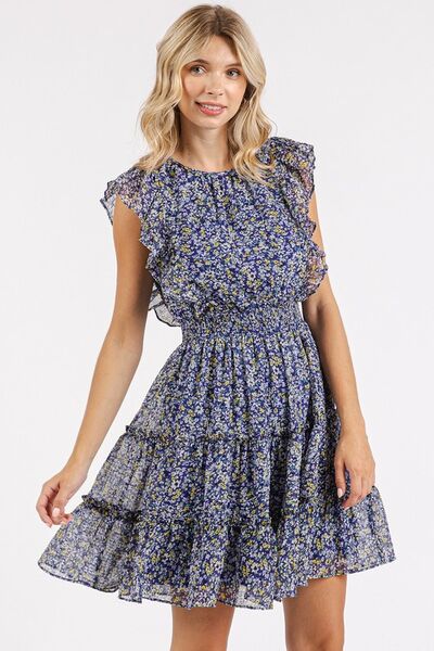 Mittoshop Ditsy Floral Print Ruffle Chiffon Mini Dress