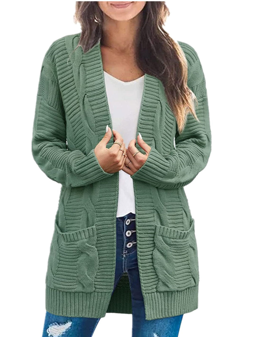 Women's Long Sleeve Cable Knit Cardigan Sweaters
