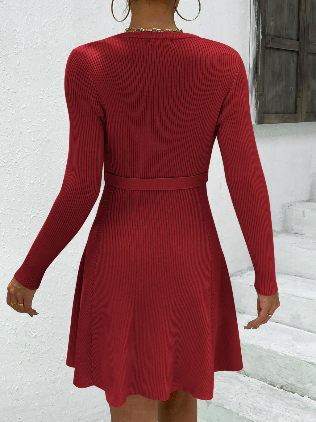 Women's Ribbed Knit Pullover Sweater Dress (Buy 2 Free Shipping)