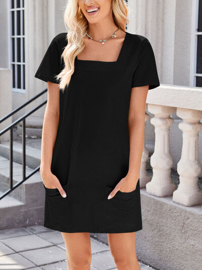 Lovelet Square Neck Short Sleeve Mini Tee Dress