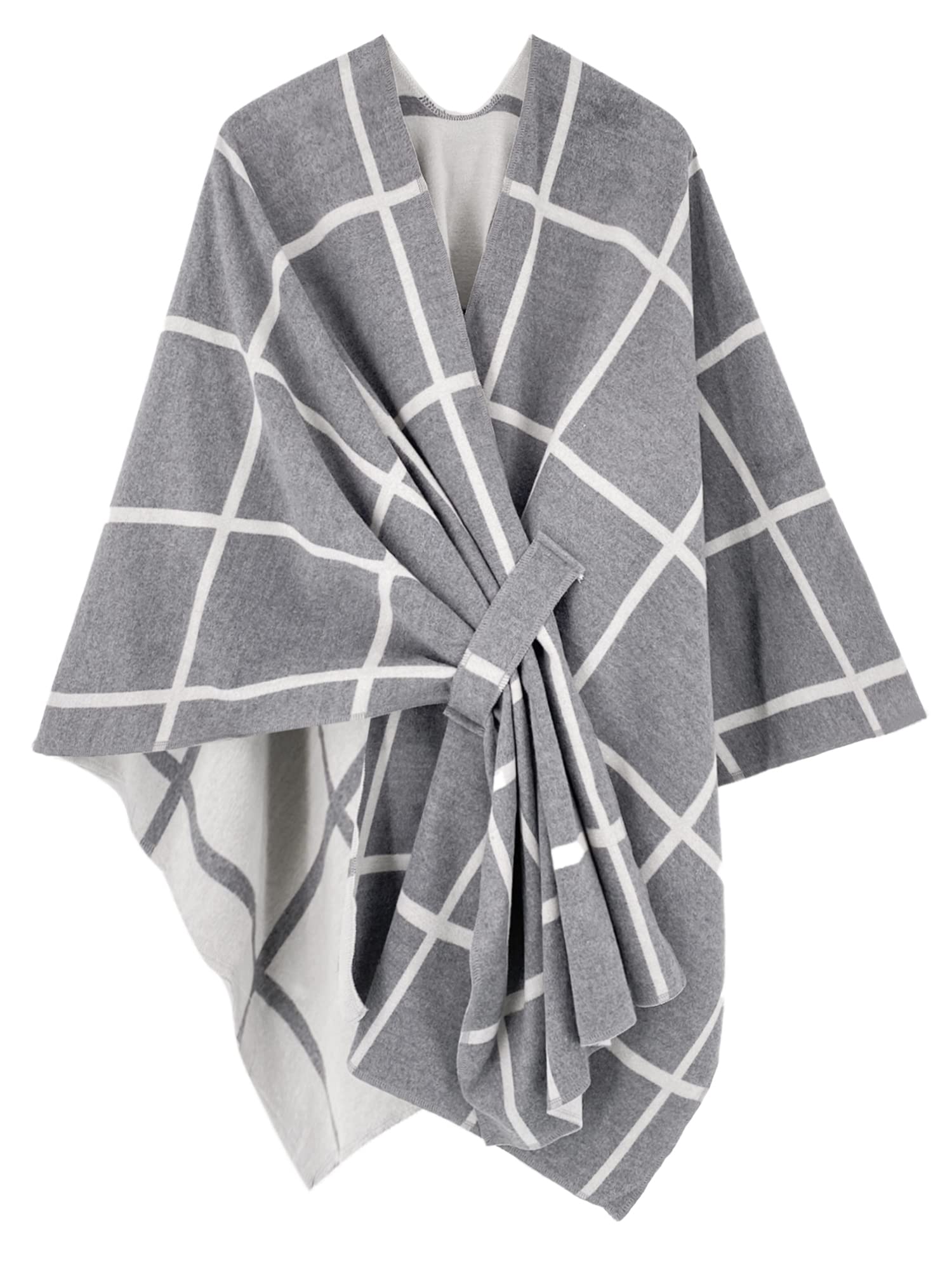 Women's Windowpane Reversible Capes Cardigan Shawls (Buy 2 Free Shipping)
