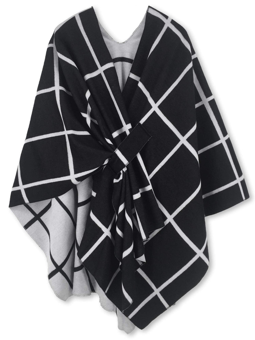 Women's Windowpane Reversible Capes Cardigan Shawls (Buy 2 Free Shipping)