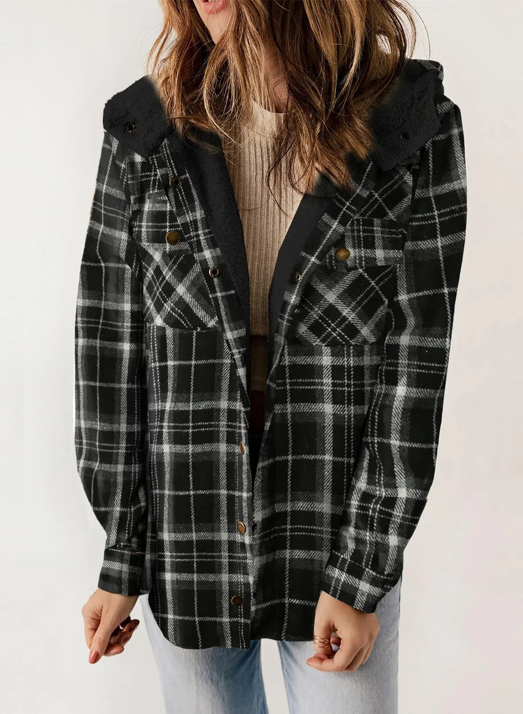 Women's Flannel Plaid Fleece Hooded Jacket (Buy 2 Free Shipping)