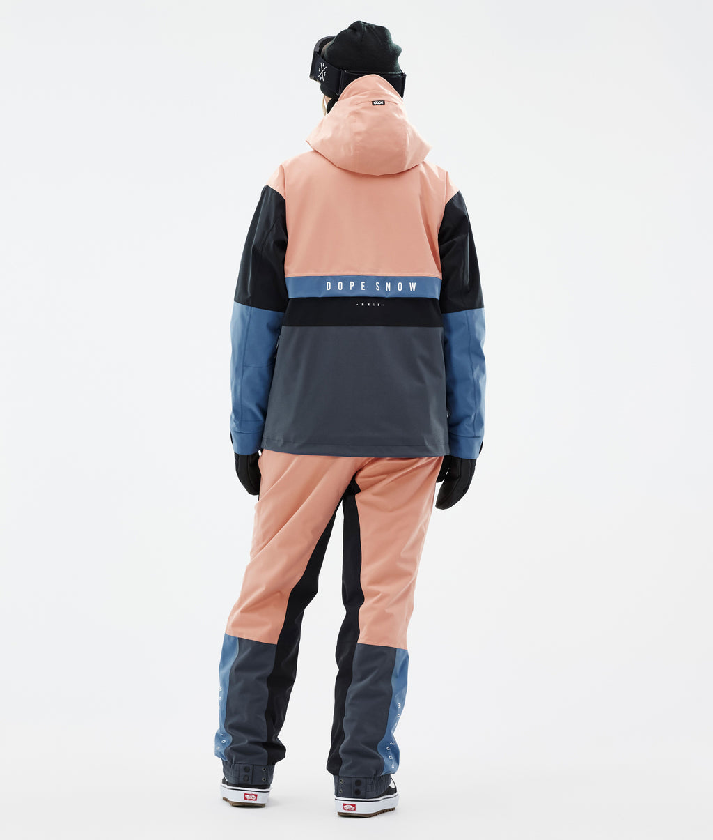 Snowboard Jacket For Women Faded Peach/Blue Steel/Black/Metal Blue