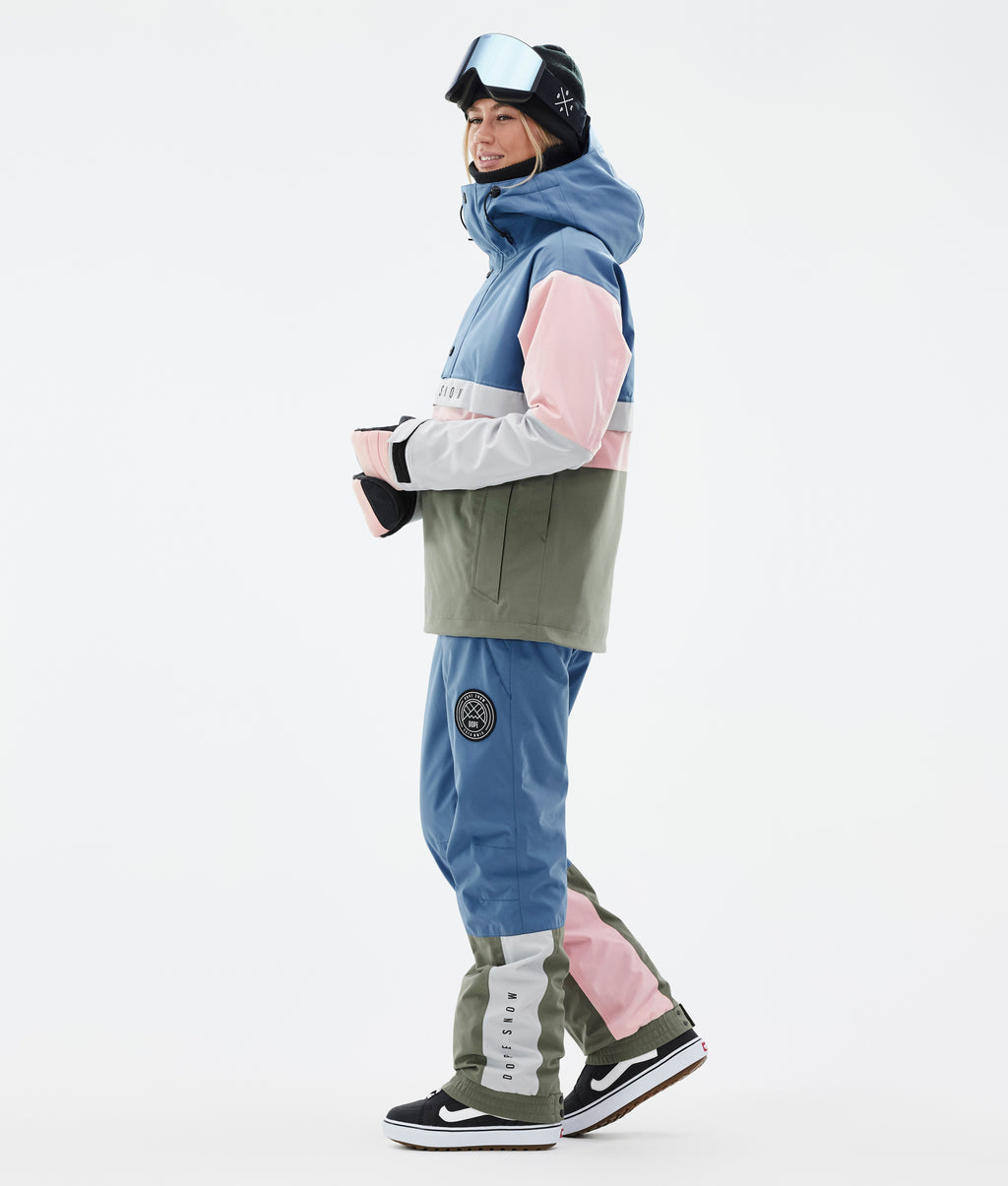 Snowboard Jacket For Women Blue Steel/Light Grey/Soft Pink/Greenish