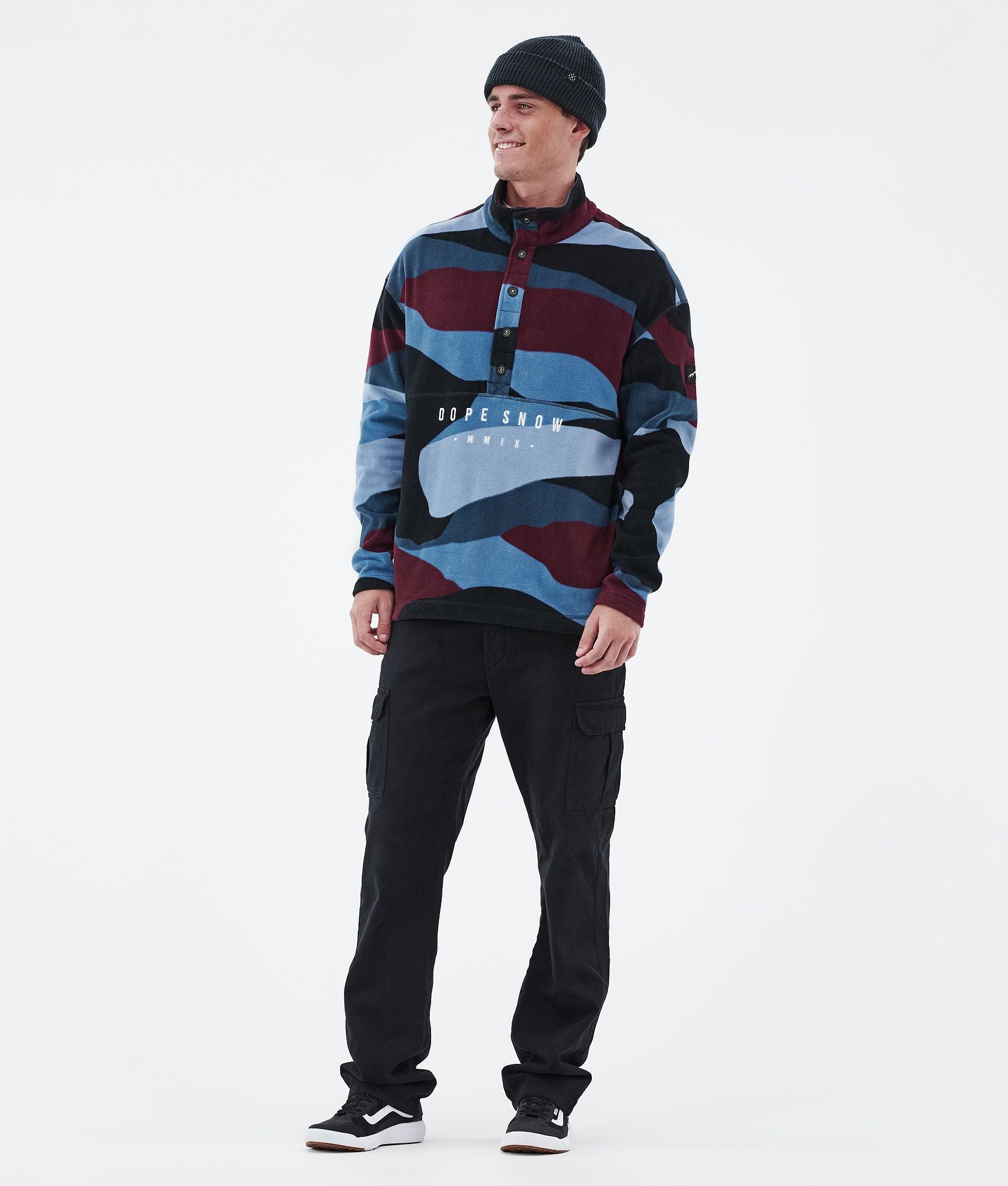 Fleece Sweater For Men Shards Burgundy Blue