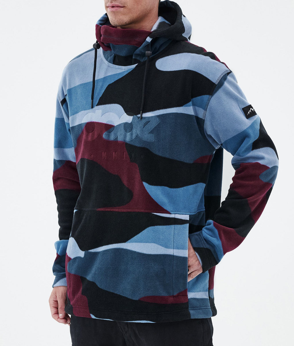 Fleece Hoodie For Men Shards Burgundy Blue