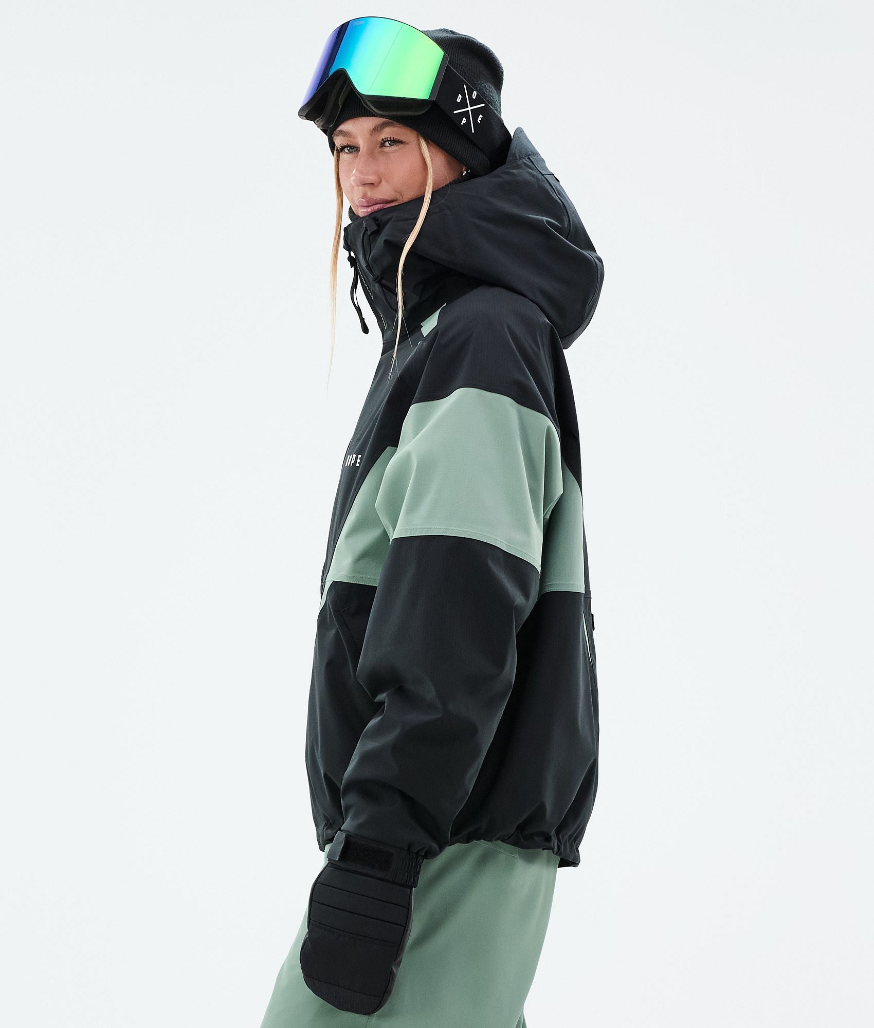 Snowboard Jacket For Women Spike Black/Faded Green