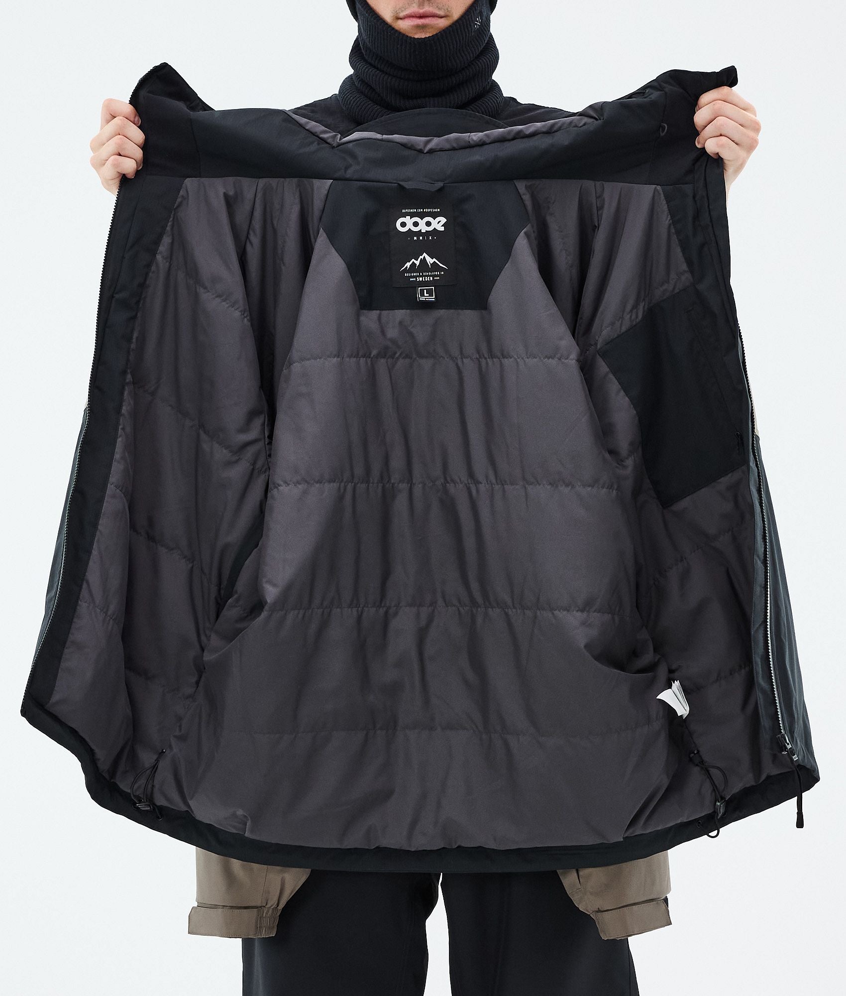 Snowboard Jacket For Men Stripe Black/Walnut