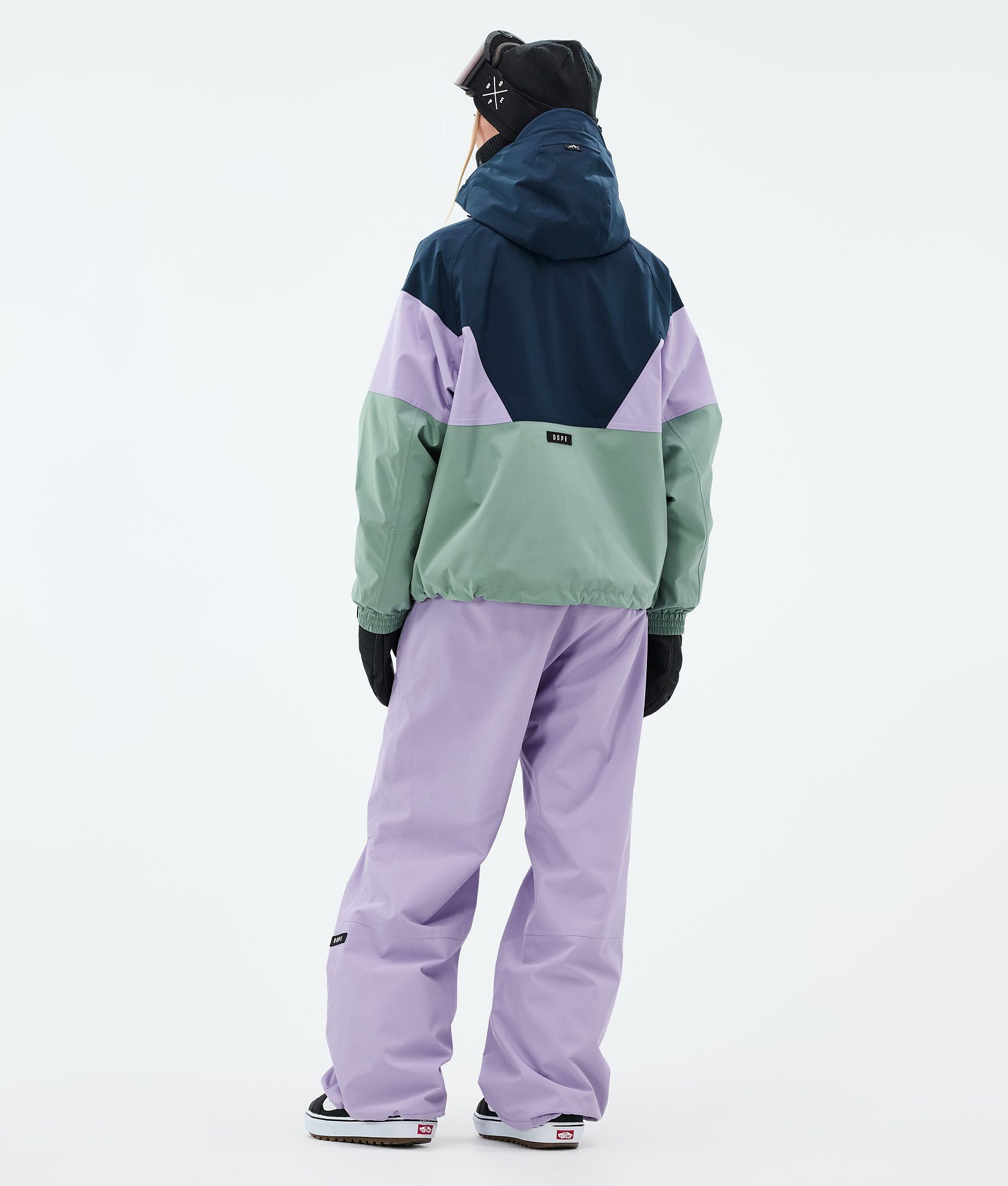 Snowboard Jacket For Women Sport Dark Blue/Faded Violet/Faded Green