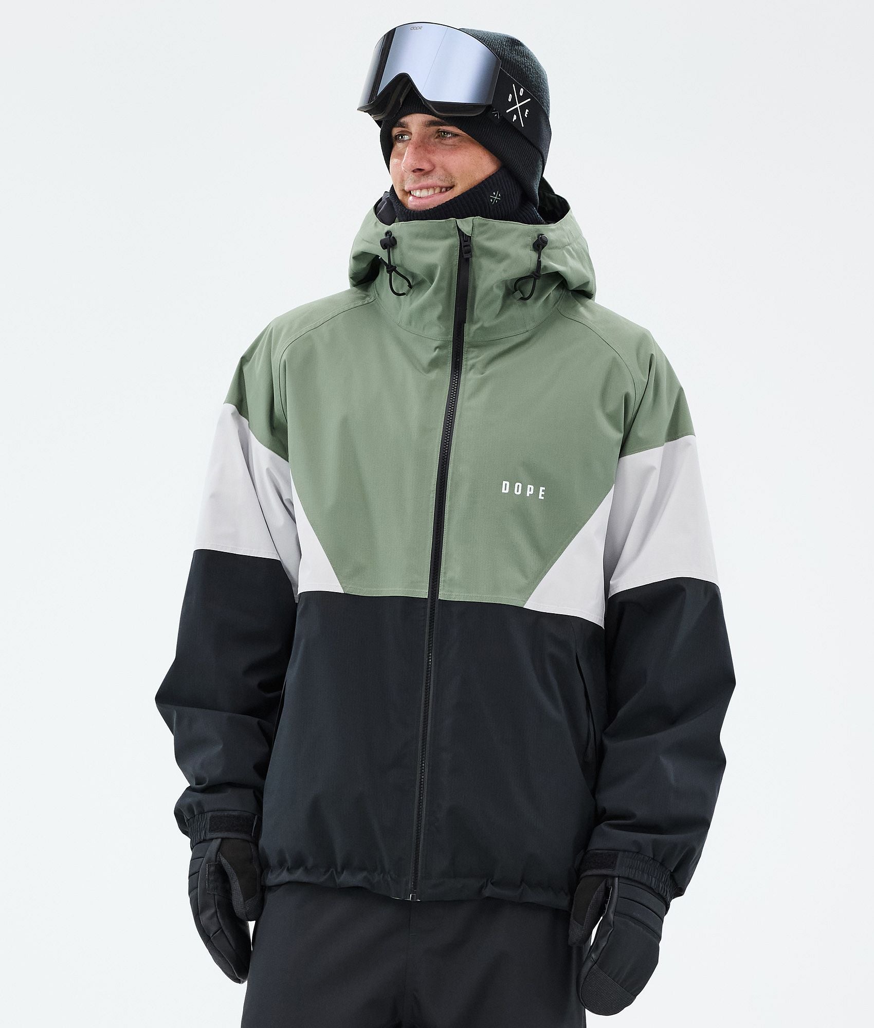 Snowboard Jacket For Men Sport Moss Green/Light Grey/Black
