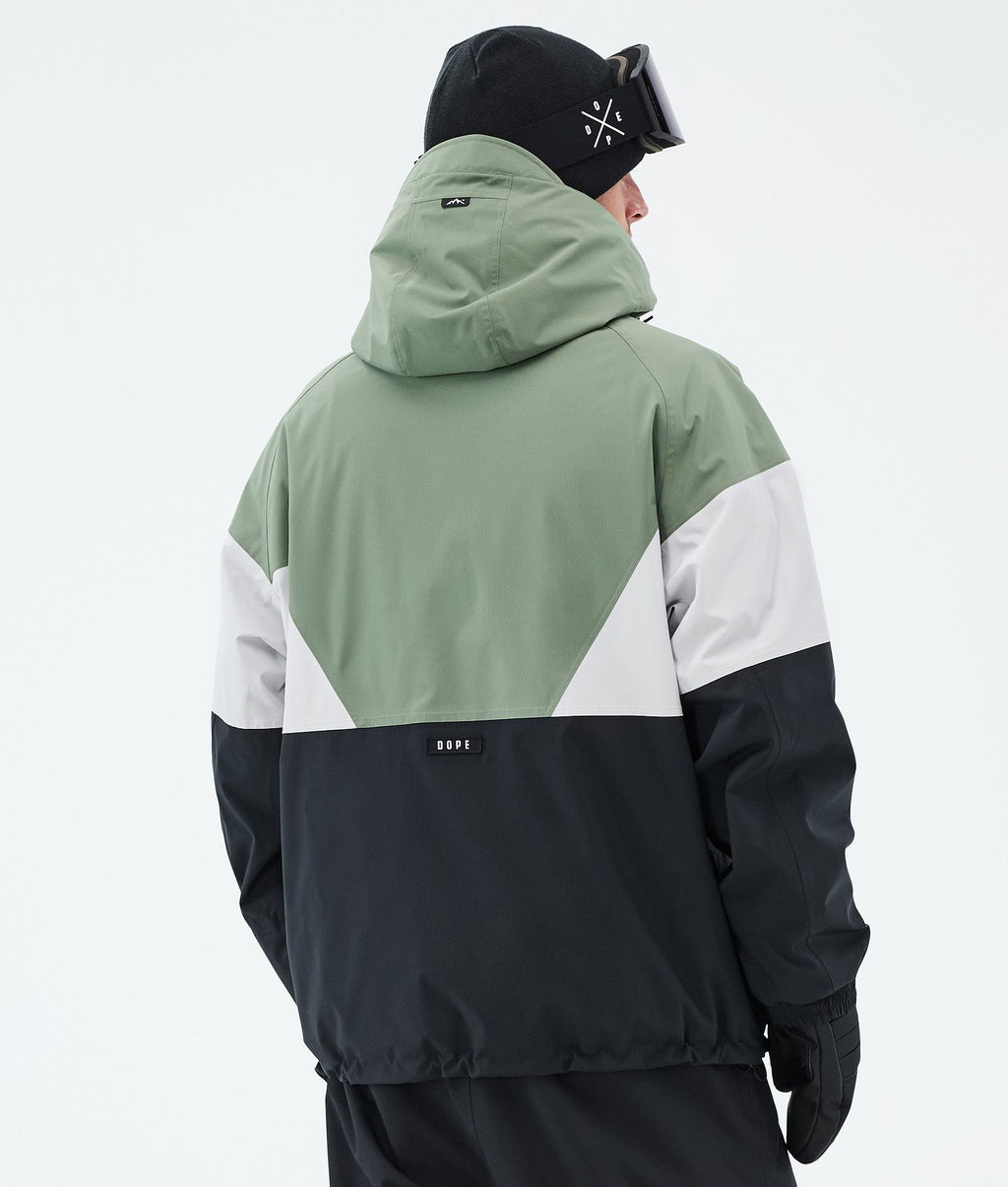 Snowboard Jacket For Men Sport Moss Green/Light Grey/Black