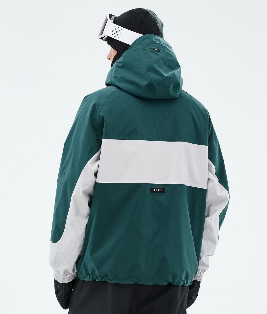 Snowboard Jacket For Men Stripe Bottle Green/Light Grey