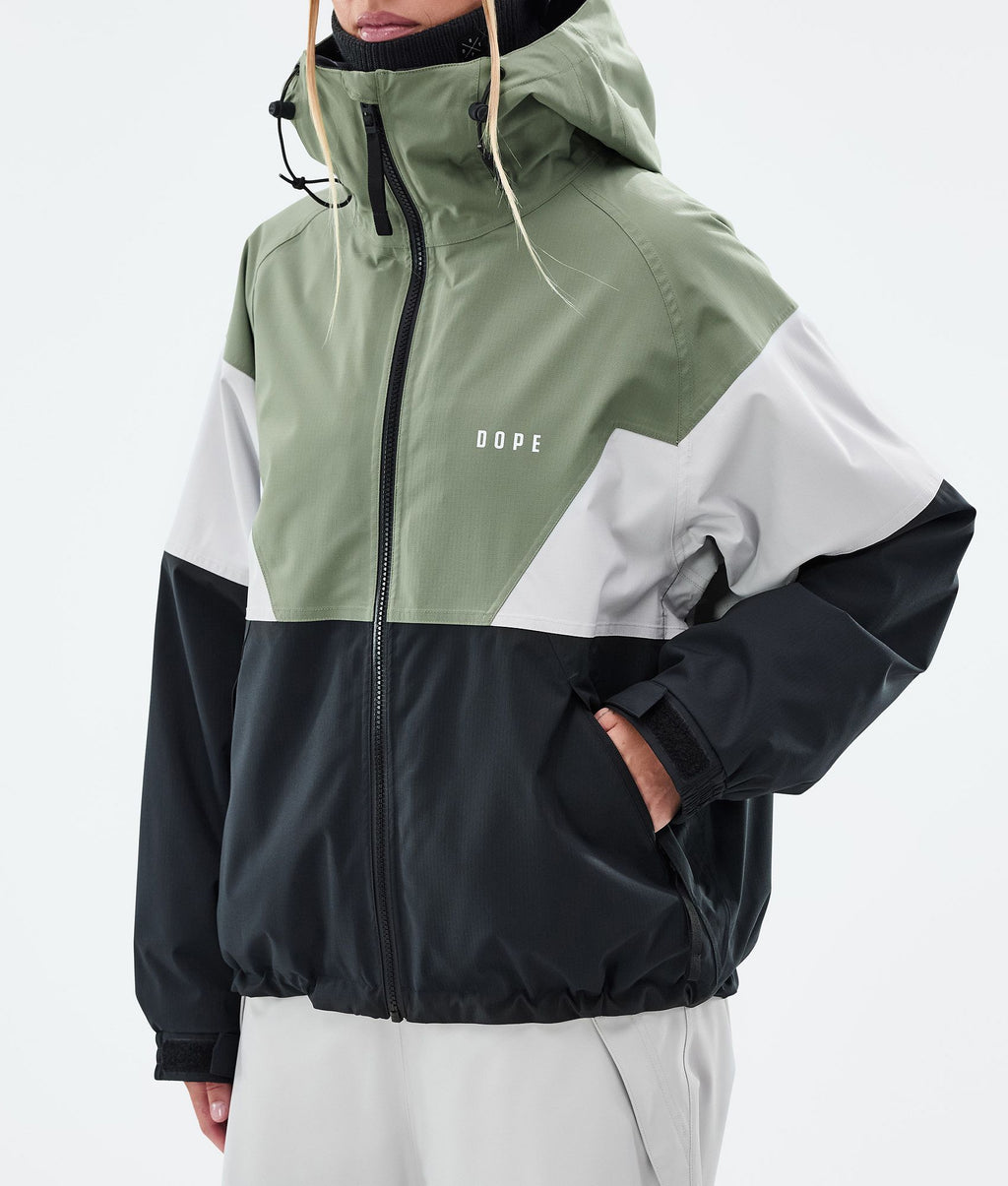 Snowboard Jacket For Women Sport Moss Green/Light Grey/Black