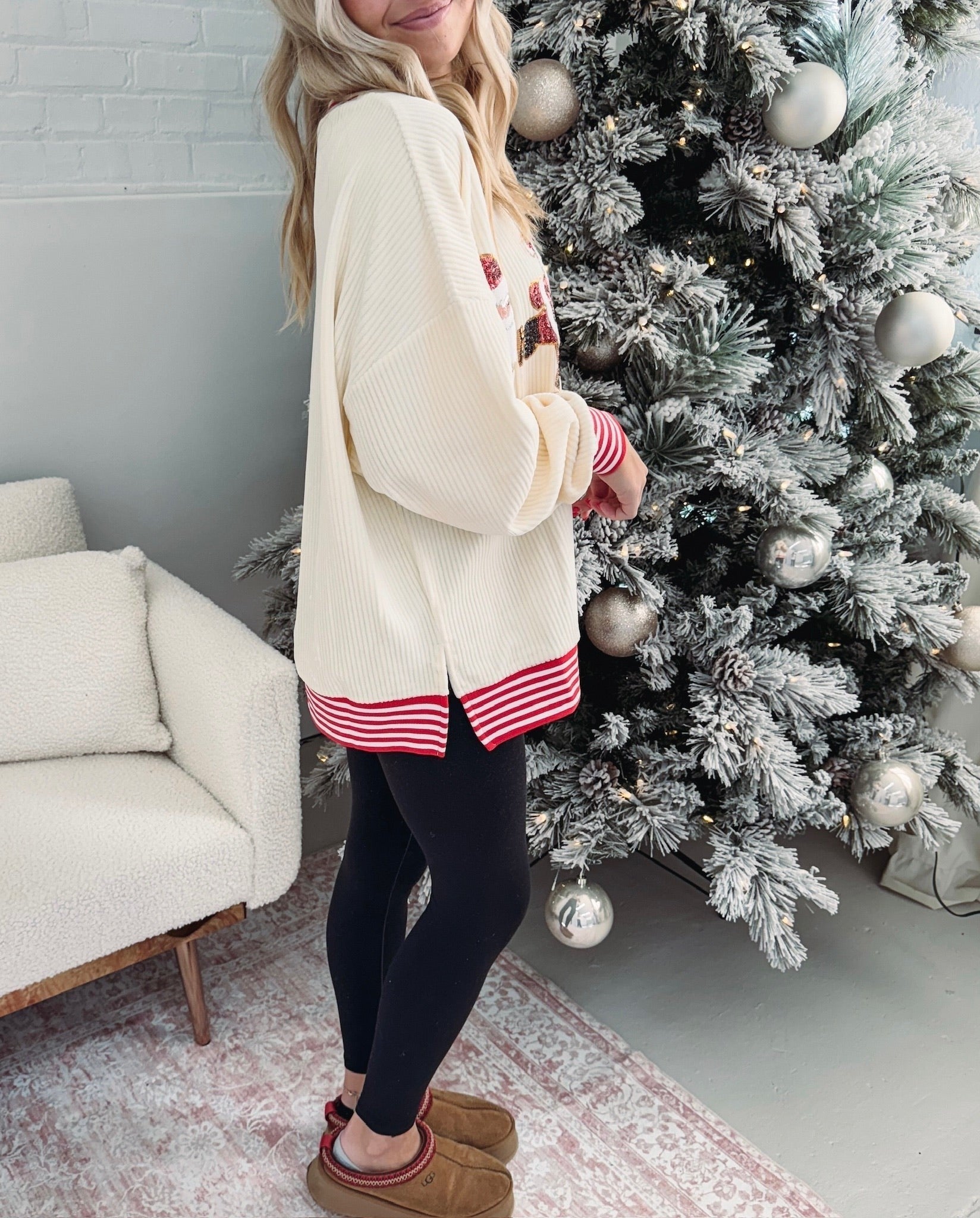 Women's Skating Santa Sequin Pullover