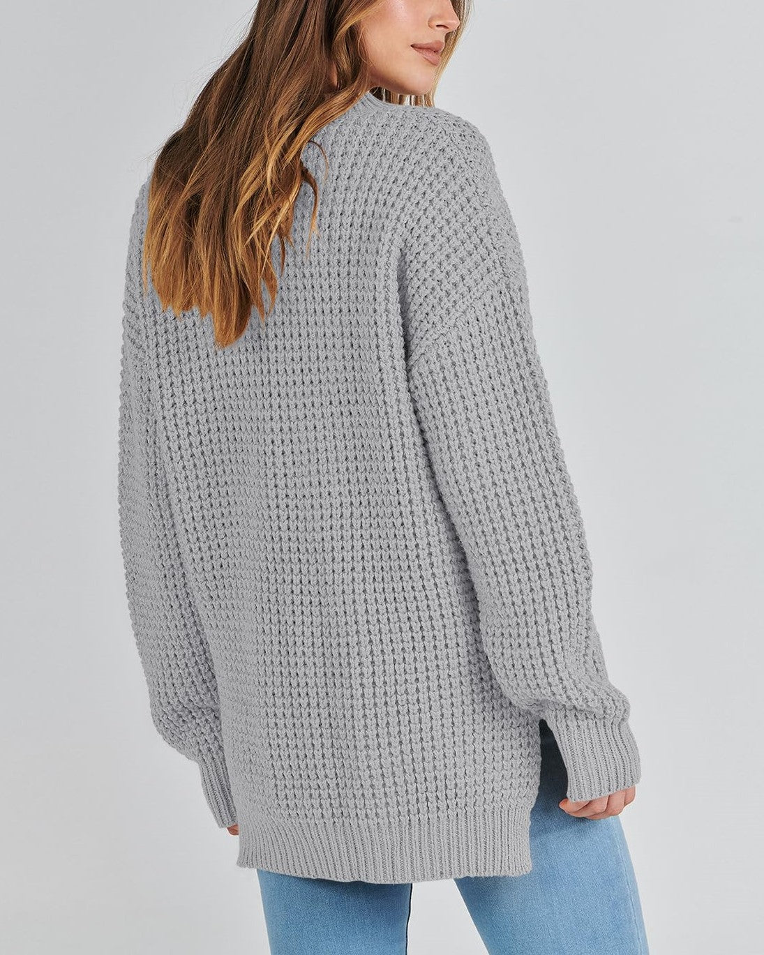 Women's Waffle Side Slit Knit Sweater (Buy 2 Free Shipping)