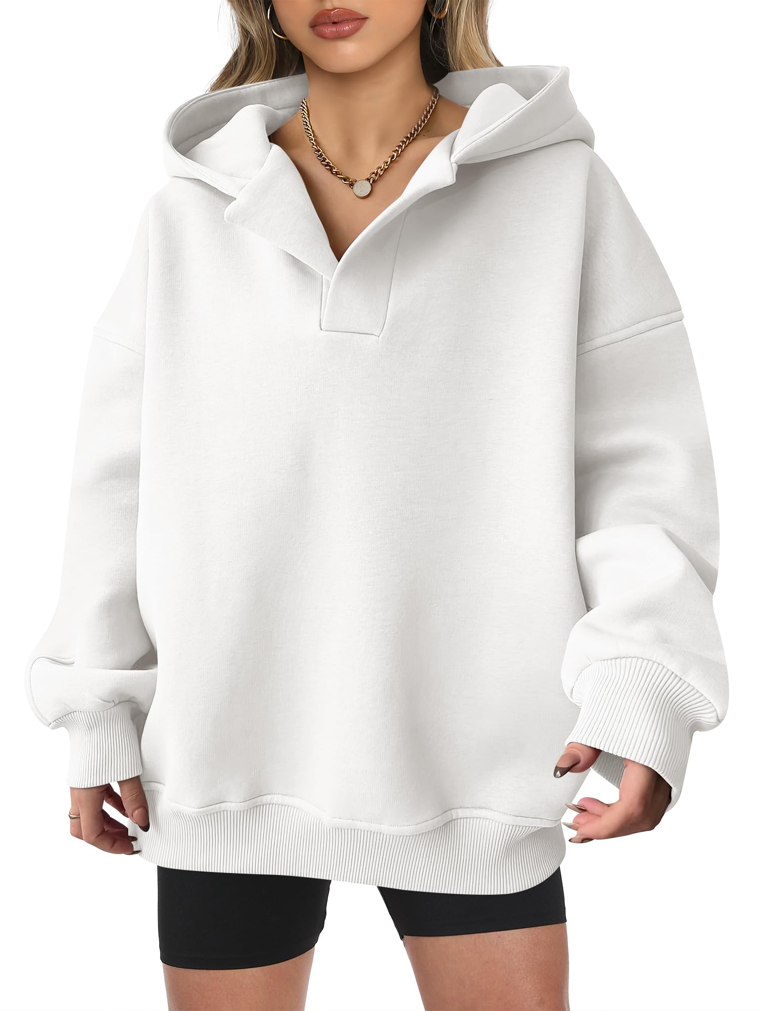 Women's Oversized V-Neck Hooded Pullover (Buy 2 Free Shipping)