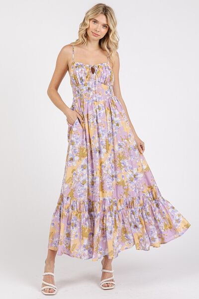 Mittoshop Floral Smocked Back Ruffled Hem Maxi Cami Dress