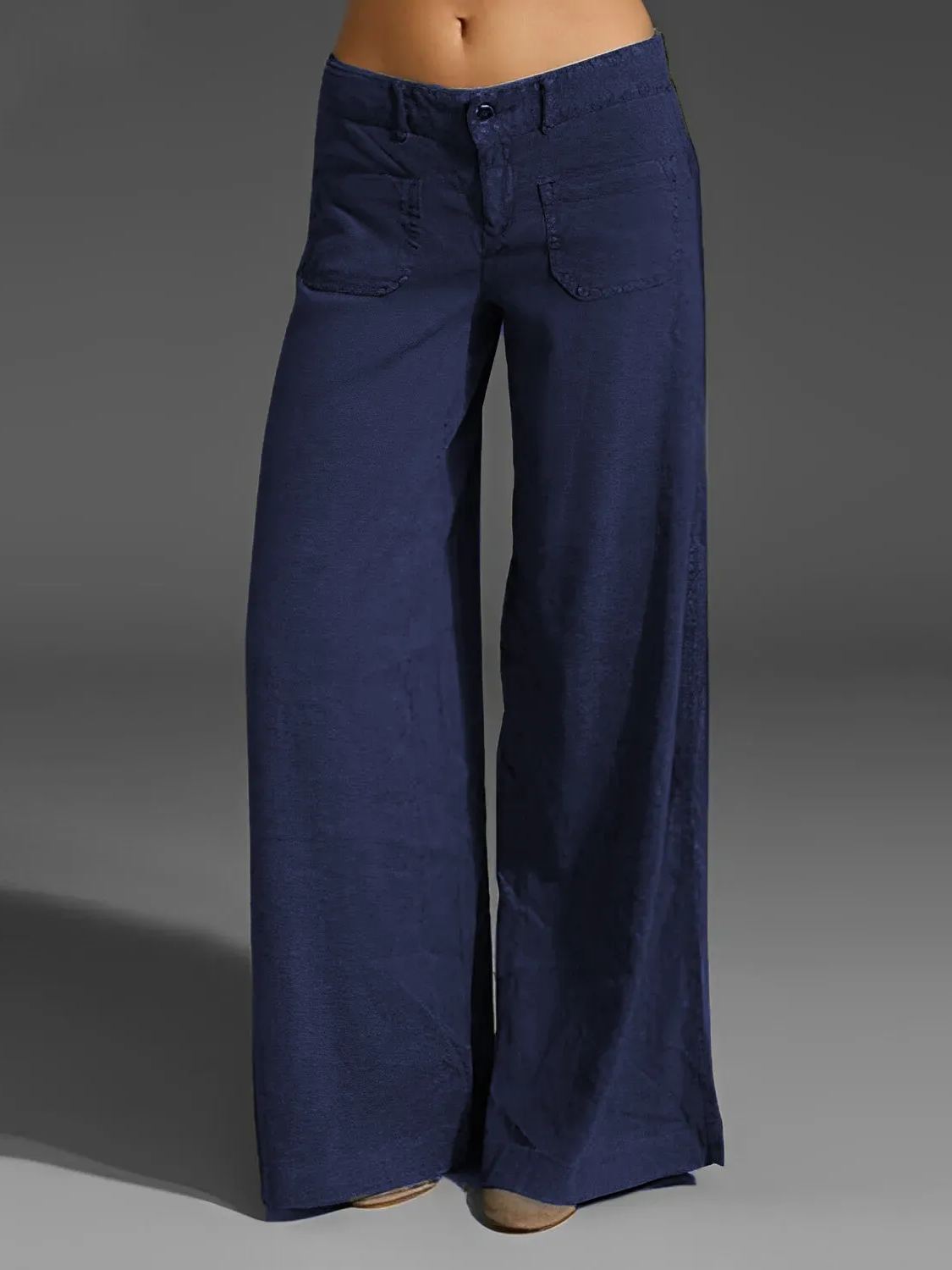 2024 New Dual Pocket Front Wide Leg Jeans